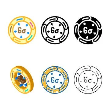 Pack six sigma manufacturing engineer color icon vector 스톡 일러스트