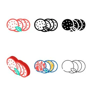 Pack slice sausage meat color icon vector Stock Illustration