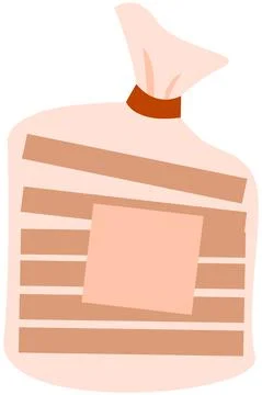 Pack of sliced bread for sandwiches. Fresh baked product, pastries from rye or Illustrazione stock
