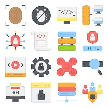 Pack of Smart Security Flat Icons Stock Illustration