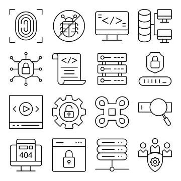 Pack of Smart Security Linear Icons Stock Illustration