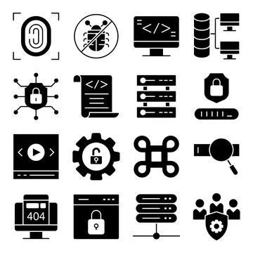 Pack of Smart Security Solid Icons Stock Illustration