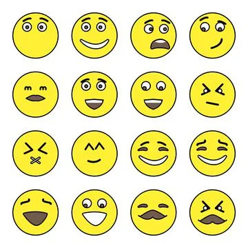 Pack of Smiley and Text Faces Icons Illustrazione stock