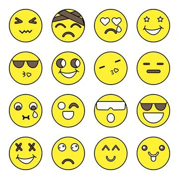 Pack of Smiley Flat Icons Illustrazione stock