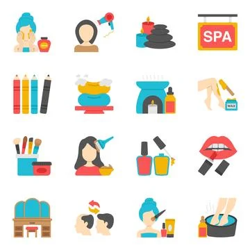 Pack of Spa and Beauty Flat Icon Stock Illustration