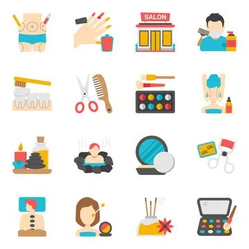 Pack of Spa Flat Icon Stock Illustration