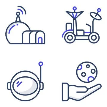 Pack of Space and Astrology Flat Icons Stock Illustration