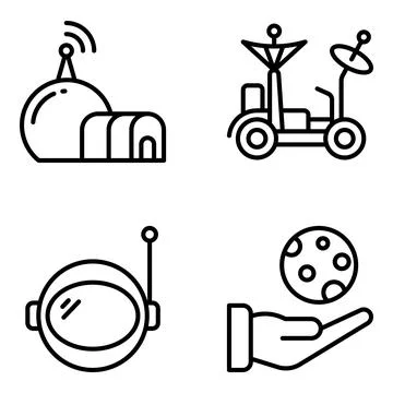 Pack of Space and Astrology Linear Icons Illustrazione stock