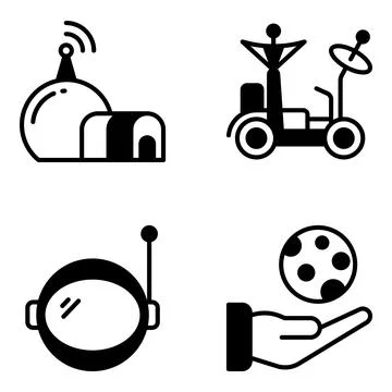 Pack of Space and Astrology Solid Icons Illustrazione stock