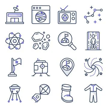 Pack of Space and Astronomy Flat Icons Illustrazione stock