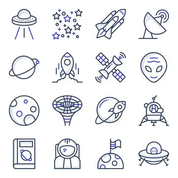 Pack of Space Flat Icons Illustrazione stock