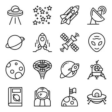 Pack of Space Linear Icons Stock Illustration