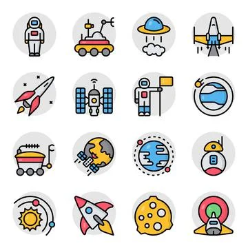 Pack of Spaceman Flat Icons Stock-Illustration