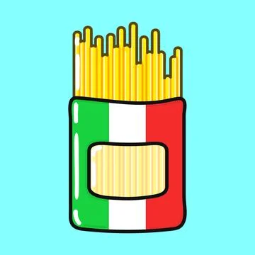 Pack Spaghetti character. Vector hand drawn cartoon kawaii character illust.. Stock Illustration
