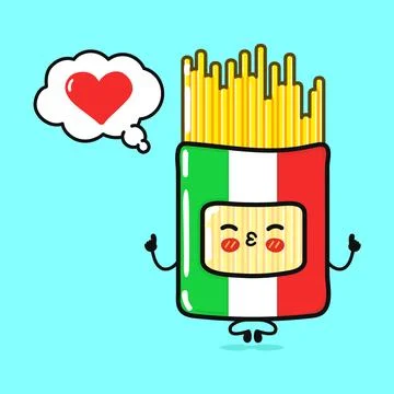 Pack Spaghetti doing yoga with speech bubble. Vector hand drawn cartoon kaw.. Illustrazione stock