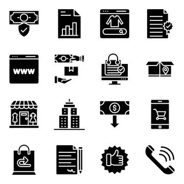 Pack of Spending Solid Icons Stock Illustration