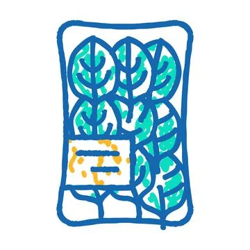 Pack spinach icon doodle illustration Stock Illustration