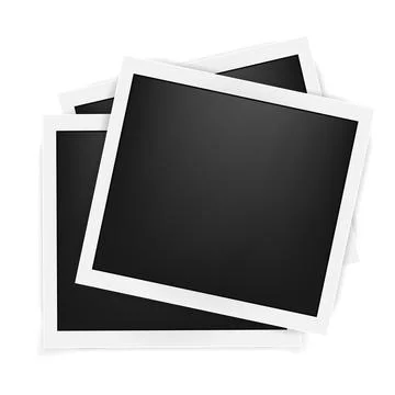 Pack of square realistic images frames template with shadows isolated on Stock Illustration