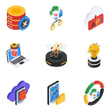 Pack of Statistics Isometric Icon Illustrazione stock
