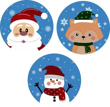 Pack sticks on the New Years theme here and a snowman and a fox in a hat and Stock Illustration
