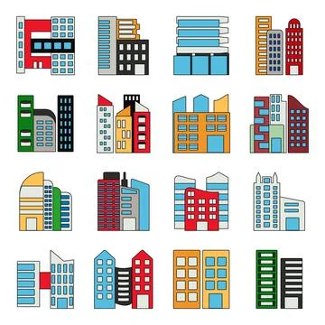 Pack of Structure and Establishment Flat Icons Stock Illustration