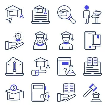 Pack of Study Flat Icons Illustrazione stock