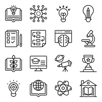 Pack of Study Linear Icons Stock Illustration