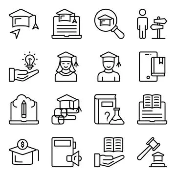 Pack of Study Linear Icons Stock Illustration