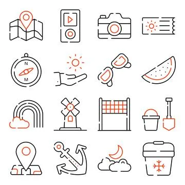 Pack of Summer and Enjoyment Linear Icons Illustrazione stock