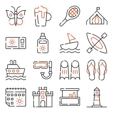 Pack of Summer Linear Icons Illustrazione stock