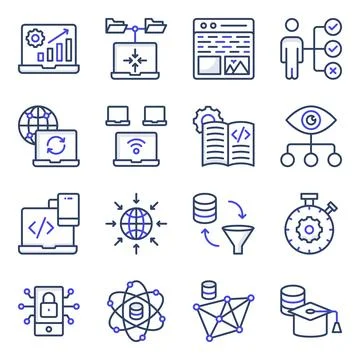 Pack of System Coding Flat Icons Illustrazione stock