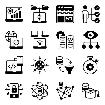 Pack of System Coding Glyph Icons Illustrazione stock