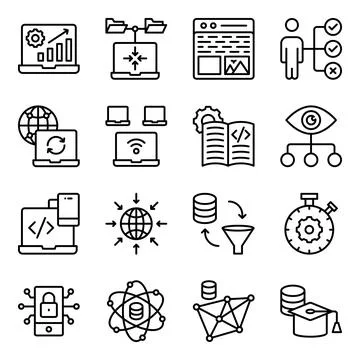 Pack of System Coding Linear Icons Illustrazione stock