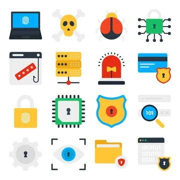 Pack of Technology Flat Icons Stock Illustration