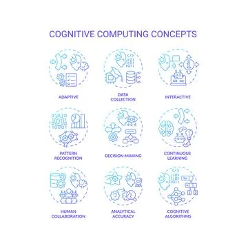 Pack of thin line icon representing cognitive computing Stock Illustration