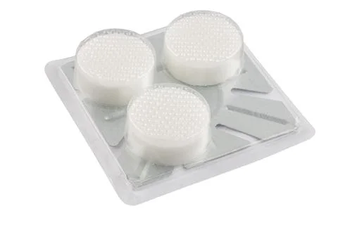 Pack of three dry fuel tablets isolated on white background Stock Photos