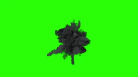 Pack of Three FireBall Explosion with Black Smoke on Green Screen Background Stock Footage 144612190