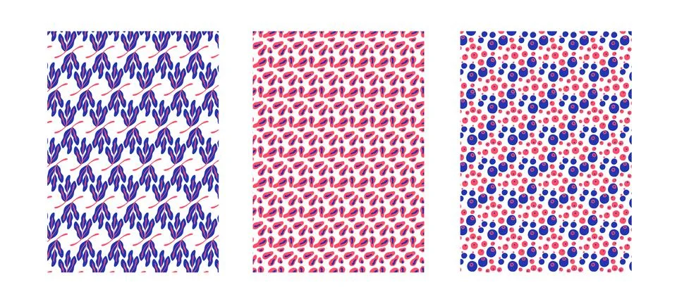 Pack of three flower patterns for design backgrounds or patterns Stock Illustration