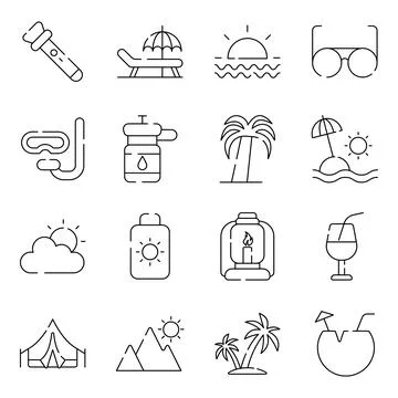 Pack of Tour Linear Icons Stock Illustration