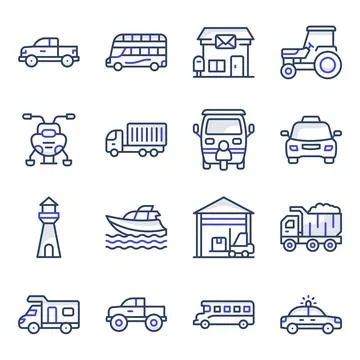 Pack of Transport Flat Icons Stock-Illustration