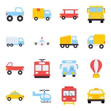 Pack of Transport Flat Icons Illustrazione stock