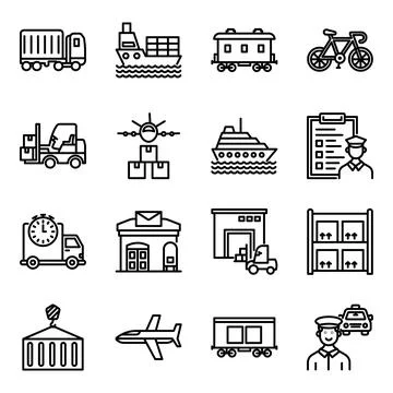 Pack of Transport Linear Icons Stock Illustration