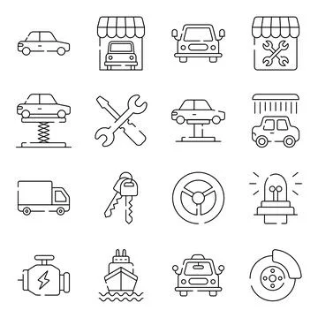 Pack of Transportation Linear Icons Stock-Illustration