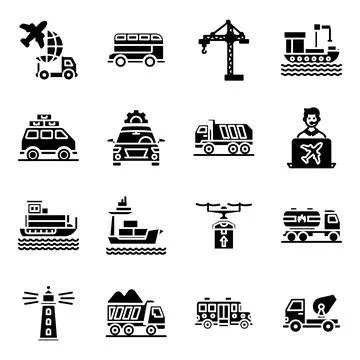 Pack of Travel Solid Icons Stock Illustration