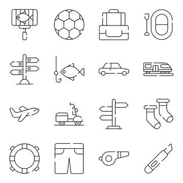 Pack of Travelling and Tour Solid Icons Stock Illustration