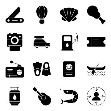 Pack of Travelling Solid Icons Stock-Illustration