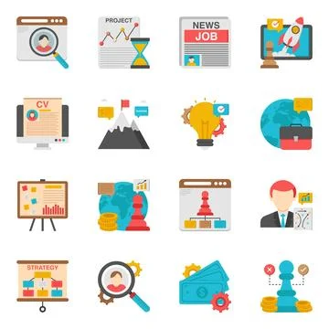 Pack of Trick Management Flat Icon Stock Illustration