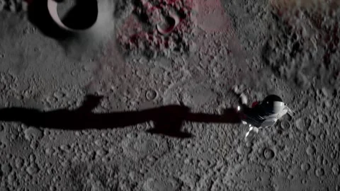 Pack of two top down aerial animations with an astronaut running Stock Footage 293521195