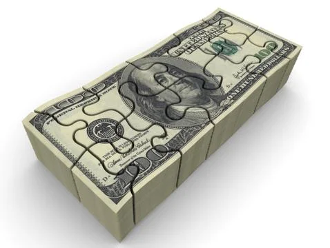 Pack of US banknotes in the form of a puzzle Stock-Illustration