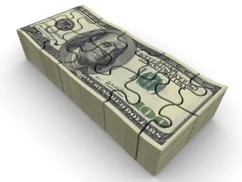 Pack of US banknotes in the form of a puzzle Illustration